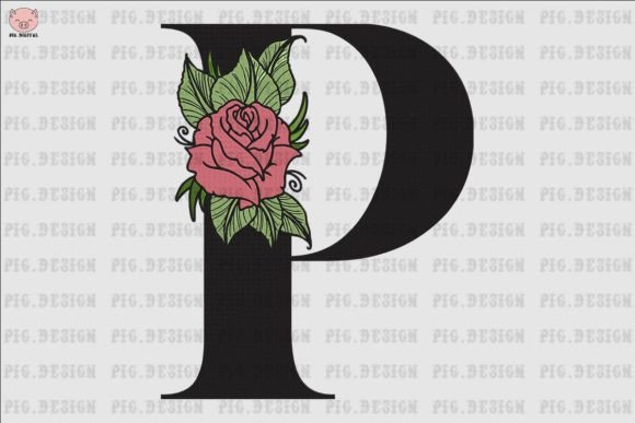 Flower Rose Font P: A Designer’s Take on Personalized Embroidery Gifts